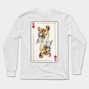 Lioness Head Queen of Hearts Playing Card Long Sleeve T-Shirt